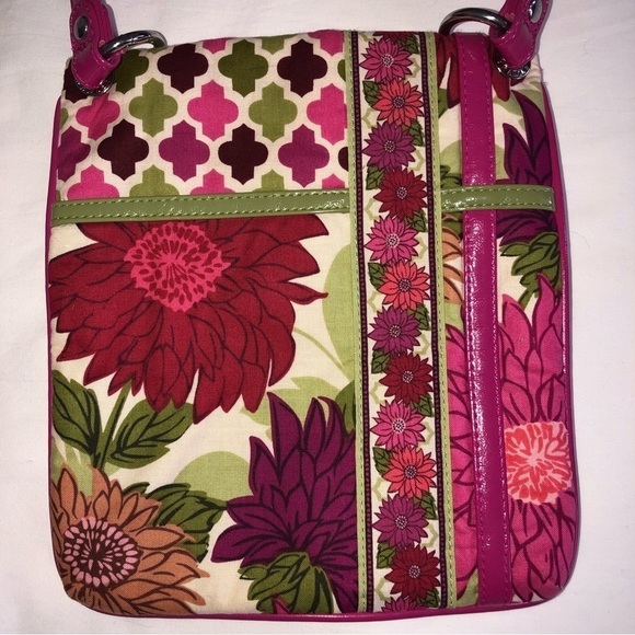 Vera Bradley Hello Dahlia Flipster Hipster Crossbody Bag Pink Green - Picture 4 of 12